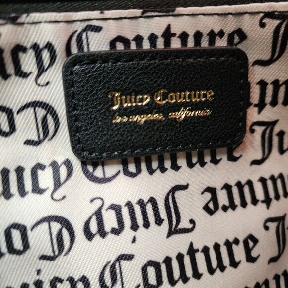 Juicy Couture Bag Obsession Satchel Black Velour Velvet Rhinestone Purse Handbag - Picture 8 of 14